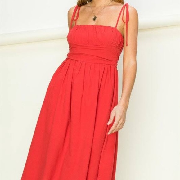 HYFVE Red Sleeveless, Midi Dress in Size Small - Picture 2 of 6